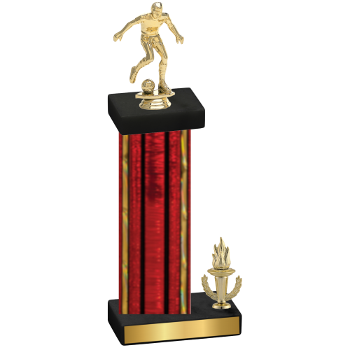 Accented Single Red Glacier Victory Soccer Trophy