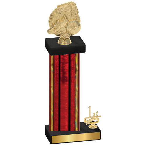 Accented Single Red Glacier First Place Soccer Trophy