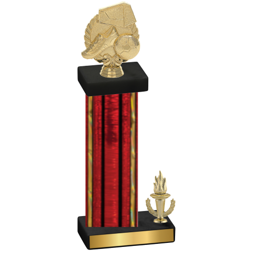 Accented Single Red Glacier Victory Soccer Trophy