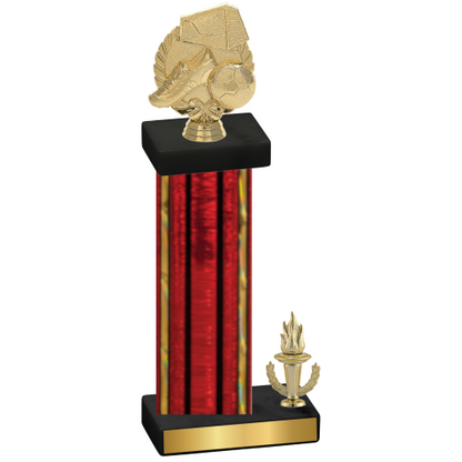 Accented Single Red Glacier Victory Soccer Trophy