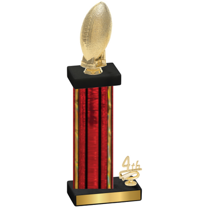 Accented Single Red Glacier Fourth Place Football Trophy