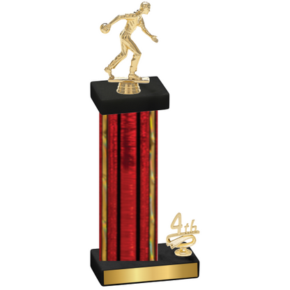 Accented Single Red Glacier Fourth Place Bowling Trophy