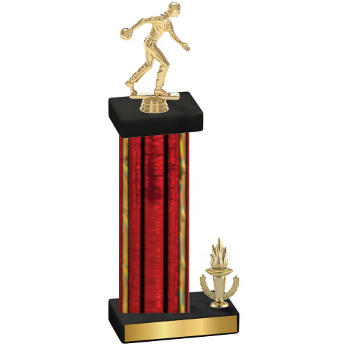 Accented Single Red Glacier Victory Bowling Trophy