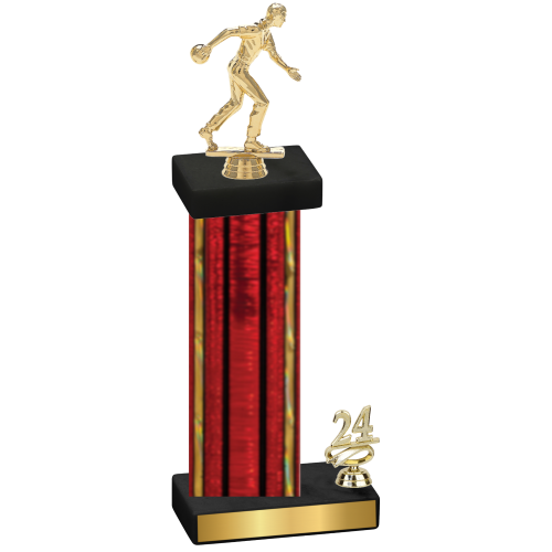 Accented Single Red Glacier Year Bowling Trophy