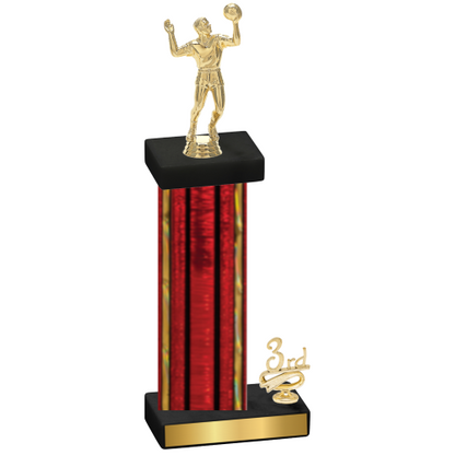 Accented Single Red Glacier Third Place Volleyball Trophy