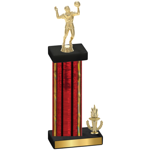 Accented Single Red Glacier Victory Volleyball Trophy
