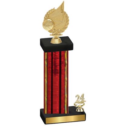 Accented Single Red Glacier Year Volleyball Trophy