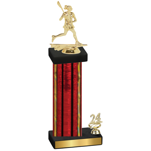 Accented Single Red Glacier Year Lacrosse Trophy