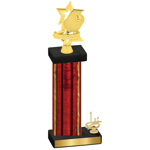 Accented Single Red Glacier First Place Pickleball Trophy
