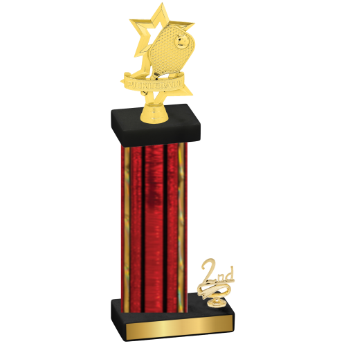 Accented Single Red Glacier Second Place Pickleball Trophy