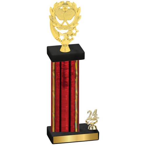 Accented Single Red Glacier Year Pickleball Trophy