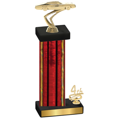 Accented Single Red Glacier Fourth Place Cars Trophy