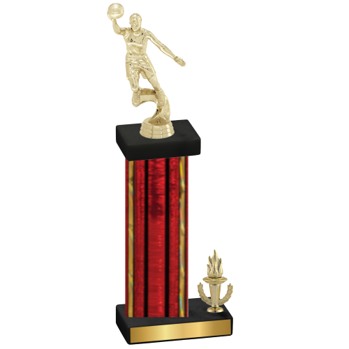 Accented Single Red Glacier Victory Basketball Trophy