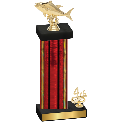 Accented Single Red Glacier Fourth Place Fishing Trophy