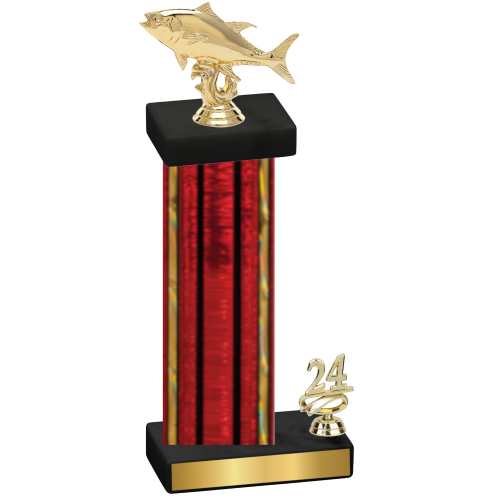 Accented Single Red Glacier Year Fishing Trophy