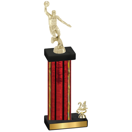 Accented Single Red Glacier Year Basketball Trophy