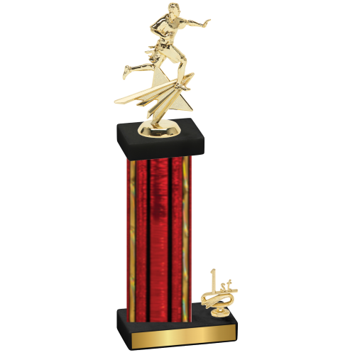 Accented Single Red Glacier First Place Flag Football Trophy