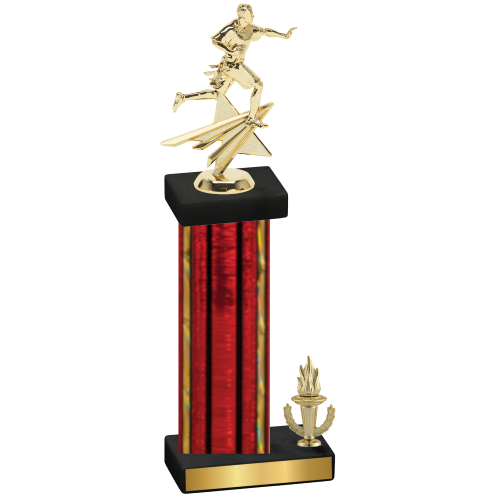 Accented Single Red Glacier Victory Flag Football Trophy