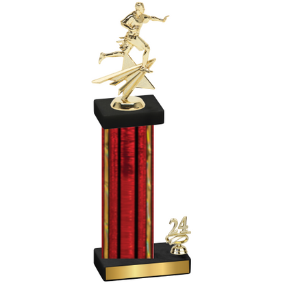 Accented Single Red Glacier Year Flag Football Trophy