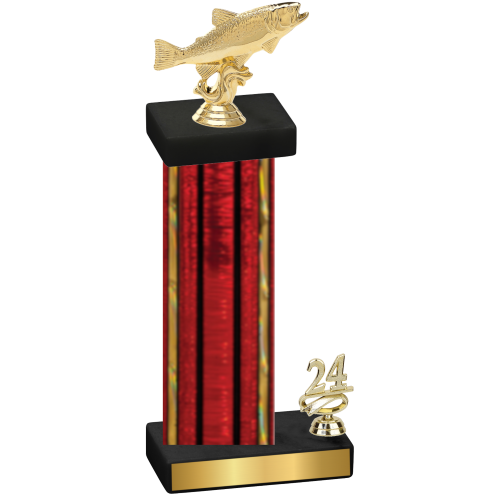 Accented Single Red Glacier Year Fishing Trophy