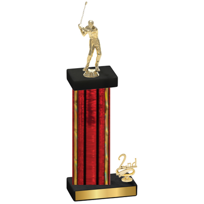 Accented Single Red Glacier Second Place Golf Trophy