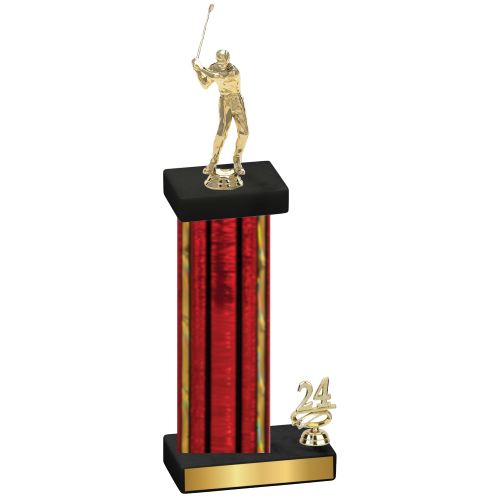 Accented Single Red Glacier Year Golf Trophy