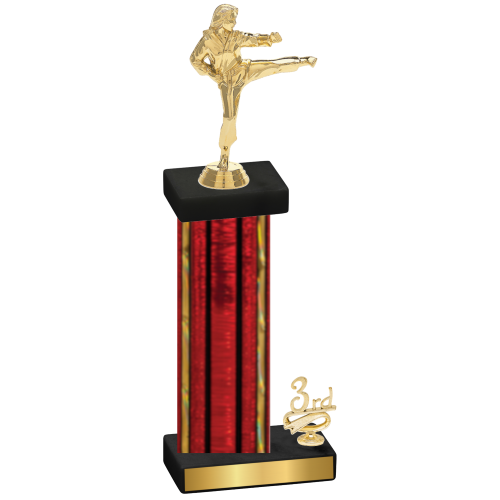 Accented Single Red Glacier Third Place Karate Trophy