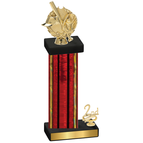 Accented Single Red Glacier Second Place Baseball Trophy