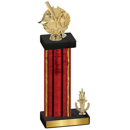 Accented Single Red Glacier Victory Baseball Trophy