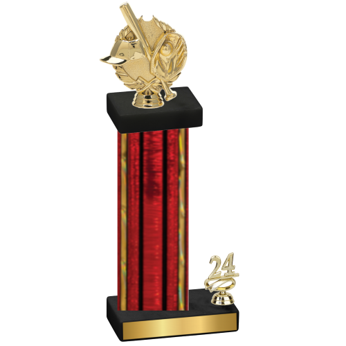 Accented Single Red Glacier Year Baseball Trophy