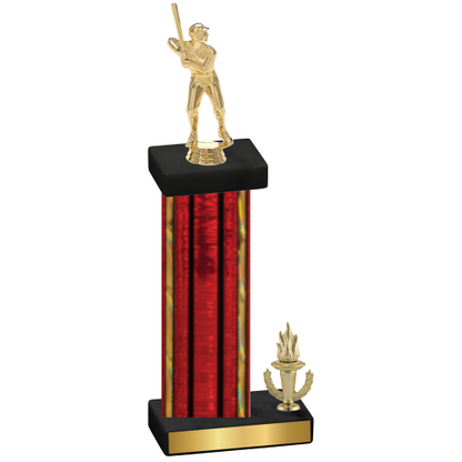 Accented Single Red Glacier Victory Baseball Trophy