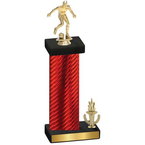 Accented Single Red Carbon Fiber Victory Soccer Trophy