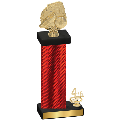 Accented Single Red Carbon Fiber Fourth Place Soccer Trophy