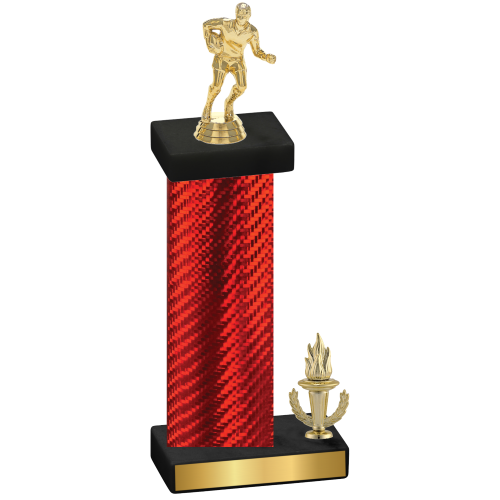 Accented Single Red Carbon Fiber Victory Rugby Trophy