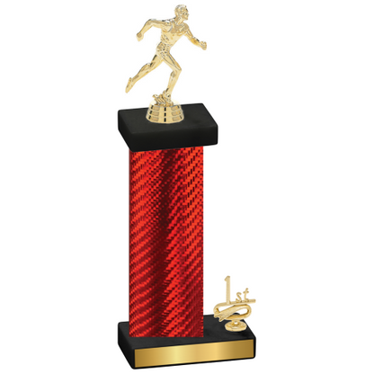 Accented Single Red Carbon Fiber First Place Running Trophy