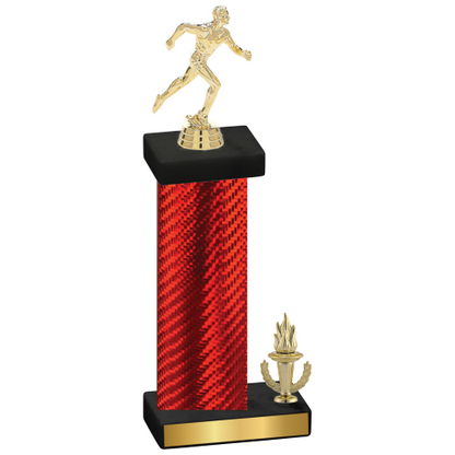 Accented Single Red Carbon Fiber Victory Running Trophy