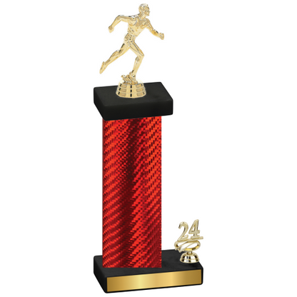 Accented Single Red Carbon Fiber Year Running Trophy