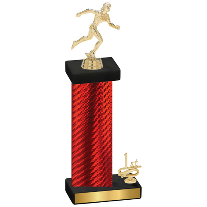 Accented Single Red Carbon Fiber First Place Running Trophy