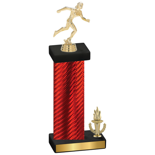 Accented Single Red Carbon Fiber Victory Running Trophy