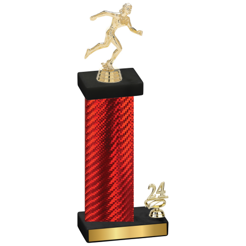 Accented Single Red Carbon Fiber Year Running Trophy