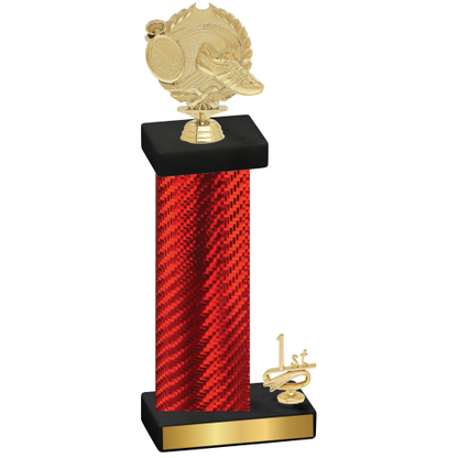 Accented Single Red Carbon Fiber First Place Running Trophy