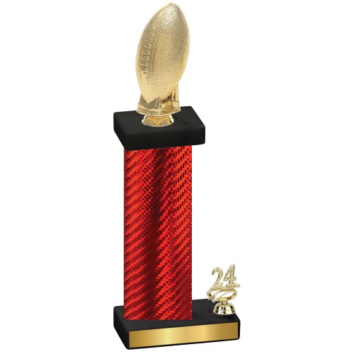 Accented Single Red Carbon Fiber Year Football Trophy