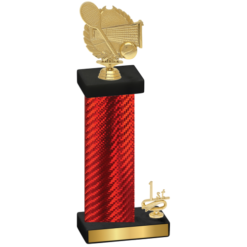 Accented Single Red Carbon Fiber First Place Tennis Trophy