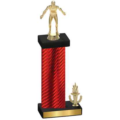 Accented Single Red Carbon Fiber Victory Wrestling Trophy