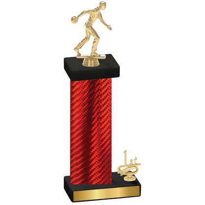 Accented Single Red Carbon Fiber First Place Bowling Trophy