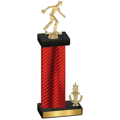 Accented Single Red Carbon Fiber Victory Bowling Trophy