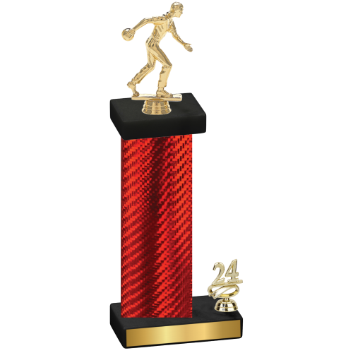 Accented Single Red Carbon Fiber Year Bowling Trophy