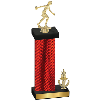 Accented Single Red Carbon Fiber Victory Bowling Trophy