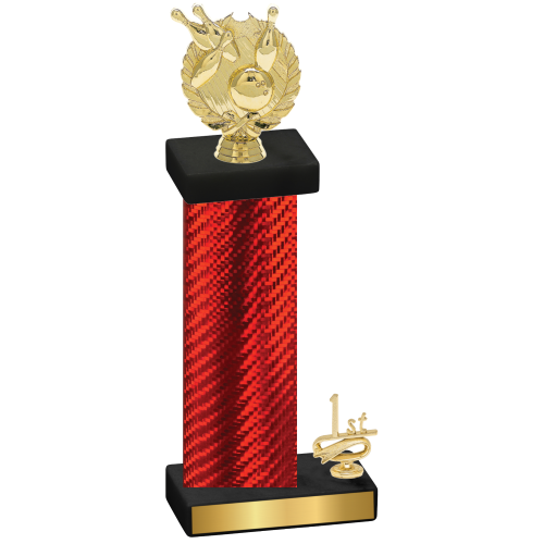 Accented Single Red Carbon Fiber First Place Bowling Trophy