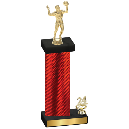 Accented Single Red Carbon Fiber Year Volleyball Trophy